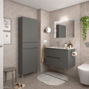85053 SALGAR Комплект мебели для ванной NOJA 855 MATT GREY + Раковина + Зеркало + Свет Мэтт Грей