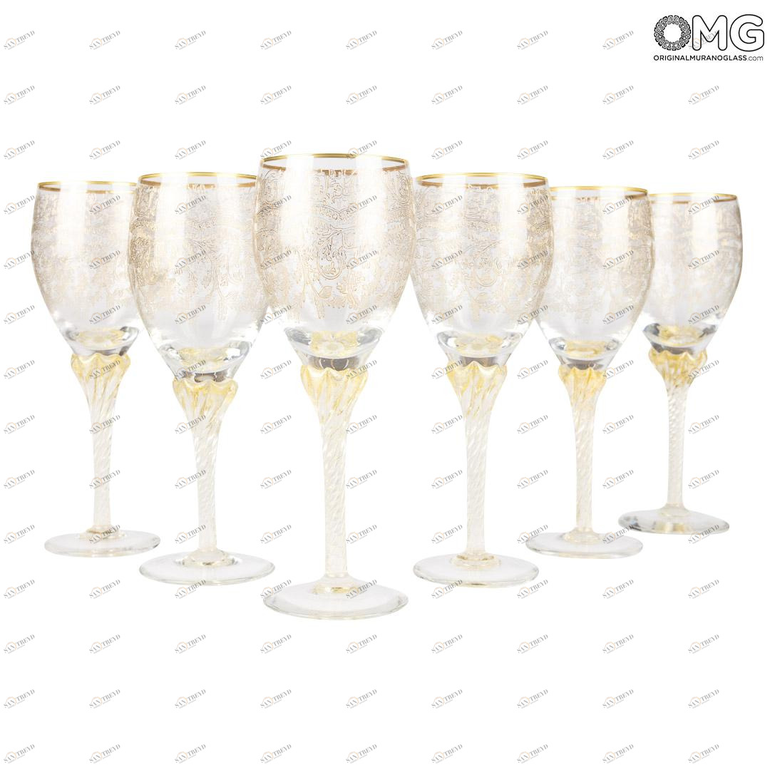 2769 ORIGINALMURANOGLASS Бокалы для воды Барокко - набор из 6 бокалов - Original Murano Glass OMG 7 см 