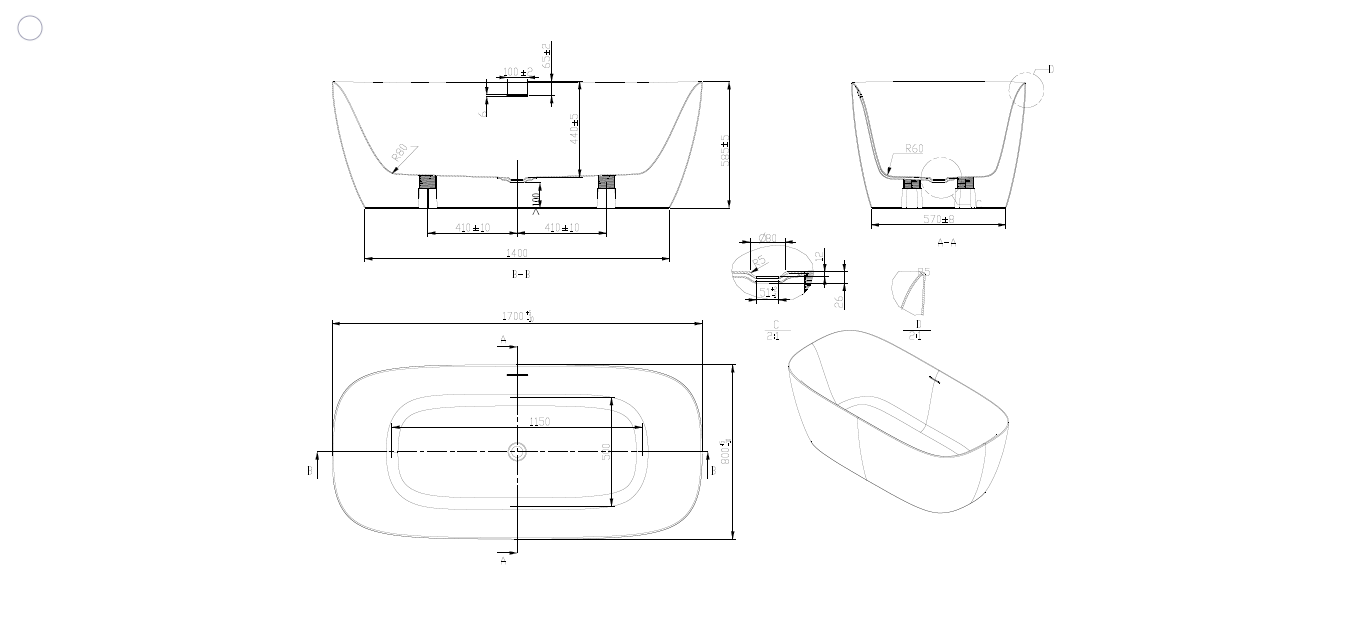 Акриловая ванна Art&Max Verona AM-VER-1700-800  - Вид №2