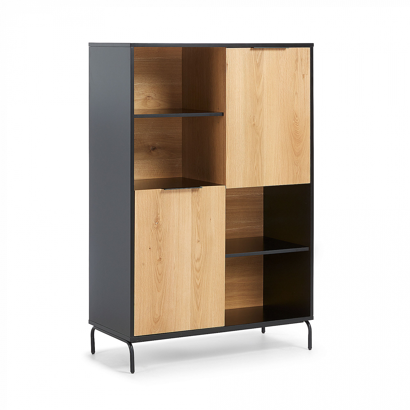 086043 SAVOI Bookshelf 100x150 mdf matt black, oak veneer La Forma Stellar