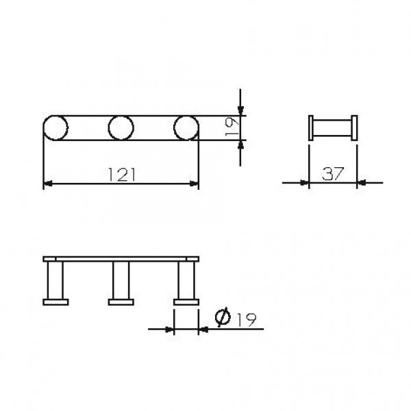 Планка 3 крючка 12 см Langberger 28033А sun-id-561741 - Вид №1