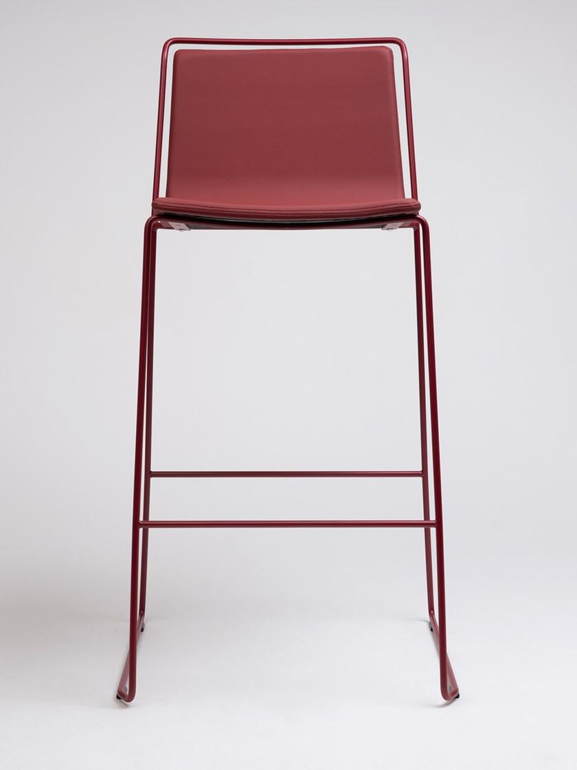 ONDARRETA Стул из высокой стали с сиденьем, обитым кожей Alo sun-id-1428895 - Вид №2