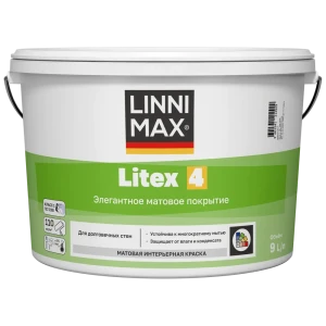 Краска для внутренних покрытий моющаяся Linnimax Linnimax Litex 4 Б3 матовая цвет прозрачный база C 9 л