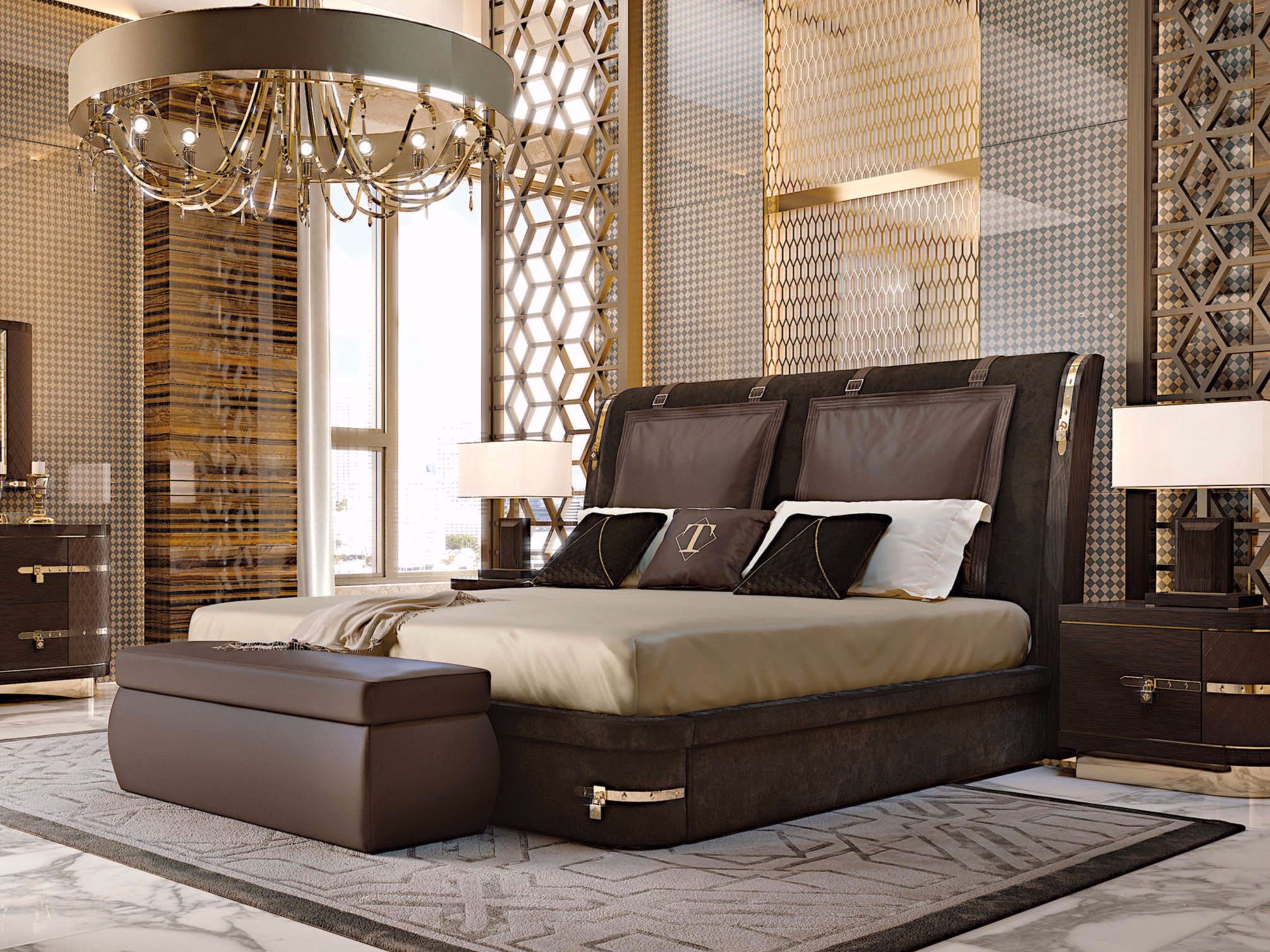 Двуспальная кровать с мягкой обивкой для отеля Turri ARCH-00034649 - Вид №1