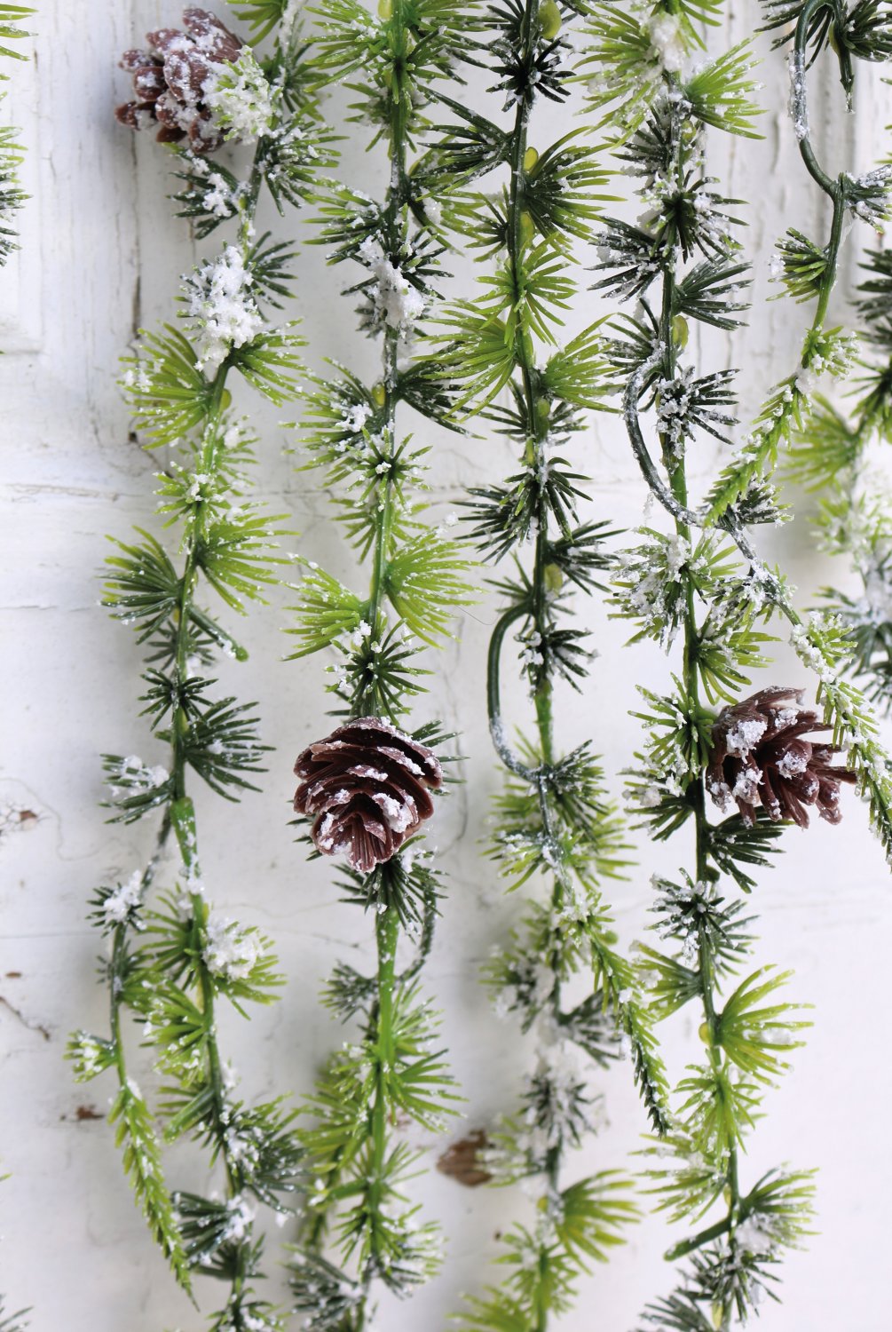 1092 807 a3 Искусственная свисающая лиственница со снегом, 100 см, зелено-белая H-andreas  - Вид №1