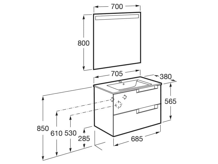 Деревянный подвесной умывальник с зеркалом Roca UNIK A85182 / A85183 / A85184 ARCH-00019858 - Вид №39