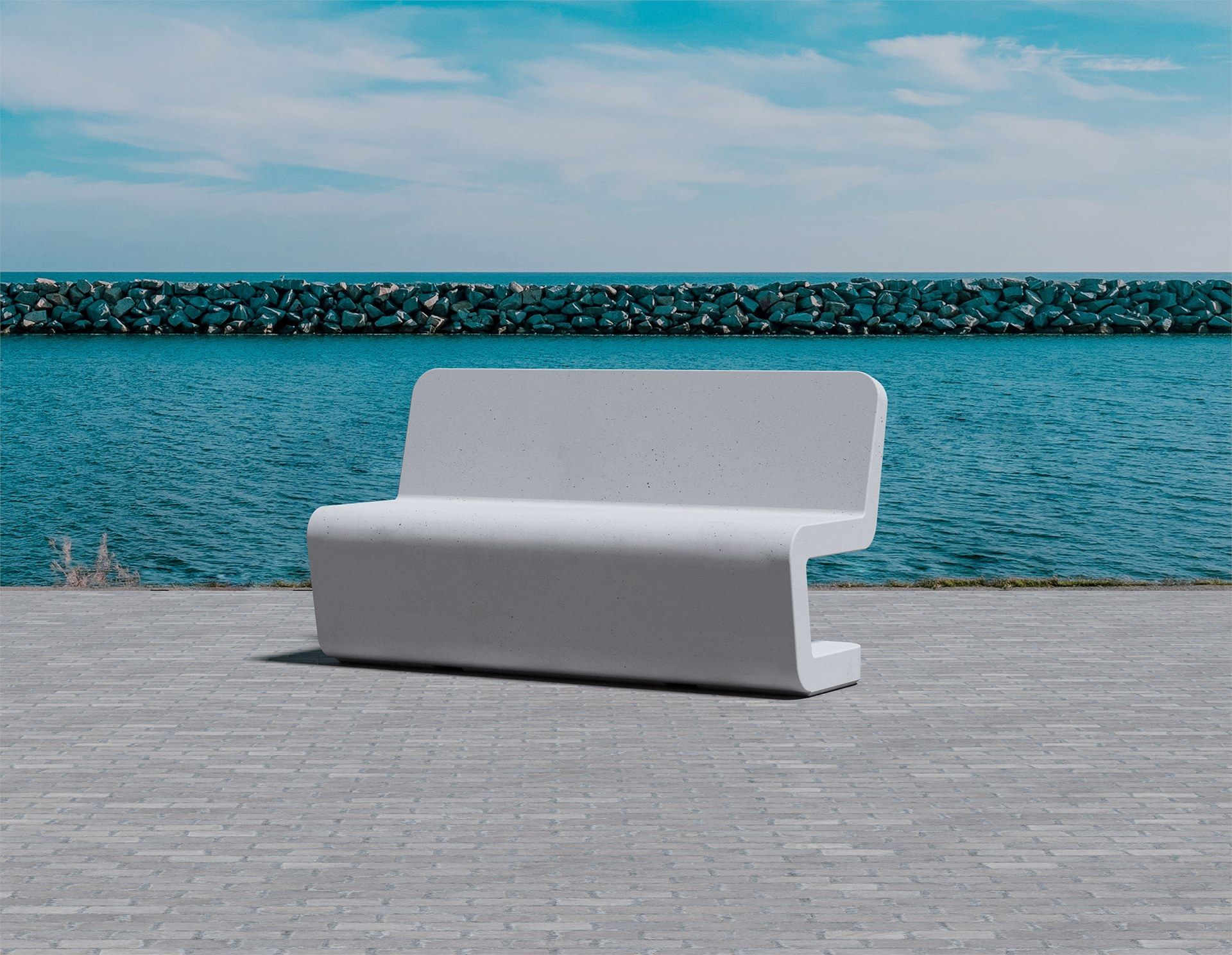 Бетонная скамья со спинкой SIT Flow ARCH-00050572 - Вид №1