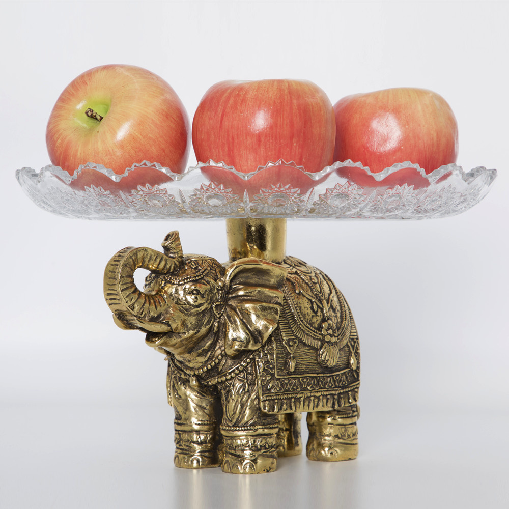 52095 BOGACHO Фруктовница-конфетница Слон индийский - 5 Бронза мрамор / стекло  - Вид №1