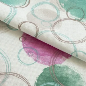 Ткань 1 м/п Круги велюр 300 см цвет зелено-розовый