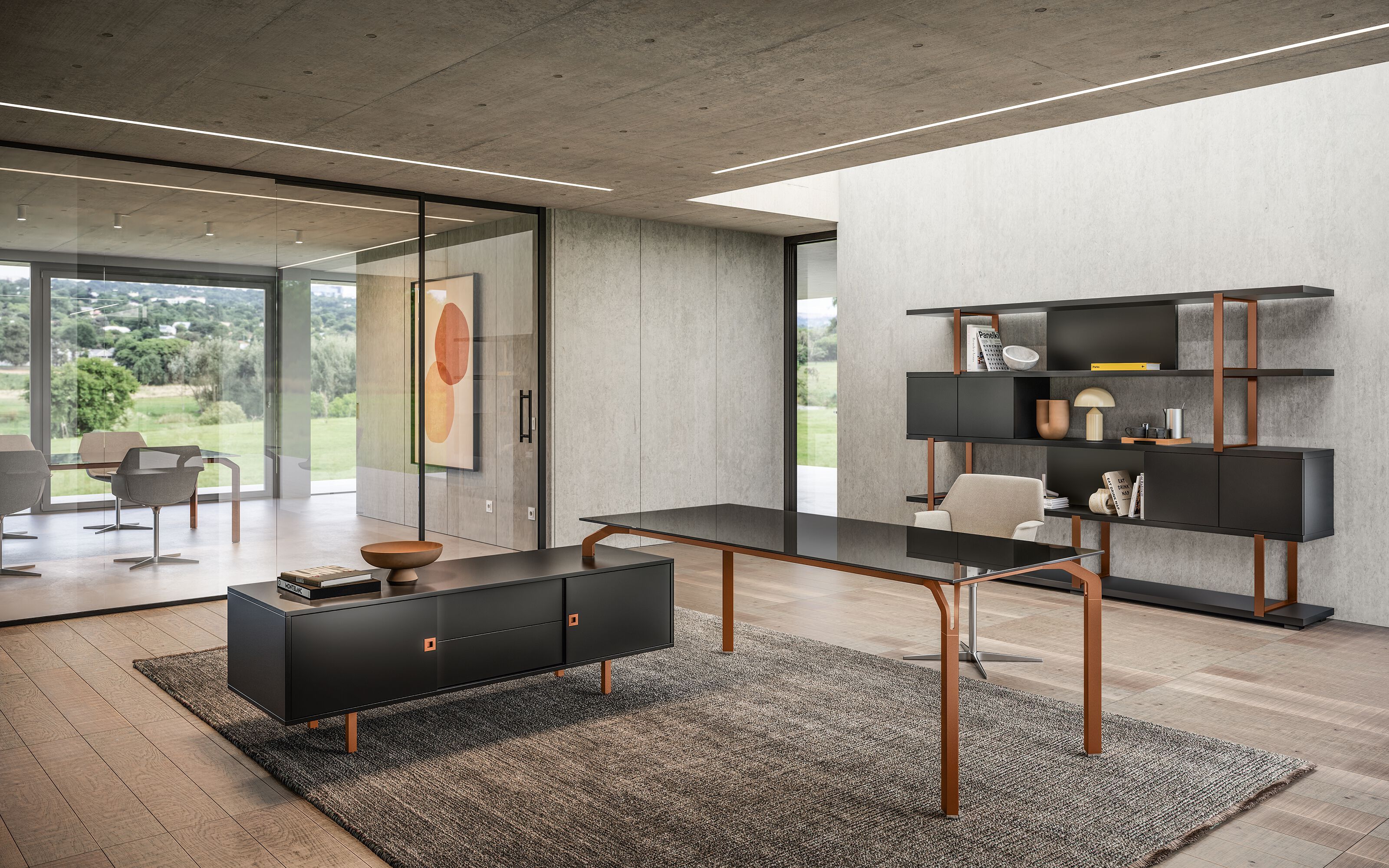 Деревянный и металлический офисный книжный шкаф About Office йога ARCH-00088868 - Вид №1