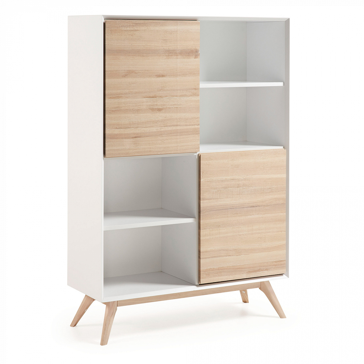 086041 QUATRE Bookshelf 104x152 ash wood, matt white mdf La Forma Eunice - Вид №3