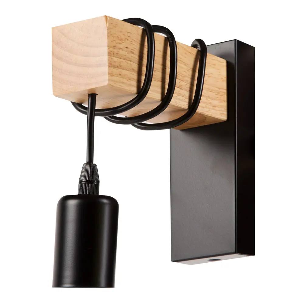 Настенный светильник Eglo Townshend 1xE27x60 Вт цвет чёрный/дерево 81876955 STLM-2060039  - Вид №3