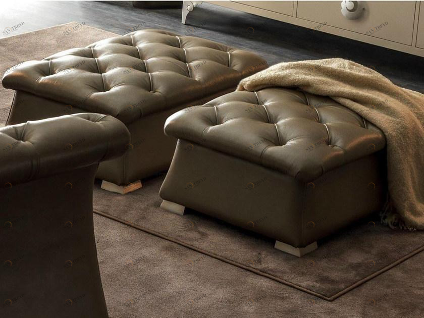 CorteZari Стеганый пуф, обитый кожей Zoe gold 687