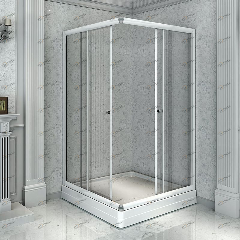 Душевой угол 90 (квадратный), стеклянные шторки (прозрачные), поддон на раме-подставке с устройством слива, профиль белый Radomir 1031001180