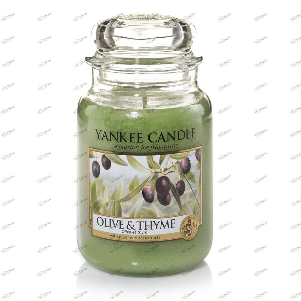 Свеча большая в стеклянной банке "Олива и тмин" 623 гр 110-150 часов YANKEE CANDLE  267847 Зеленый 