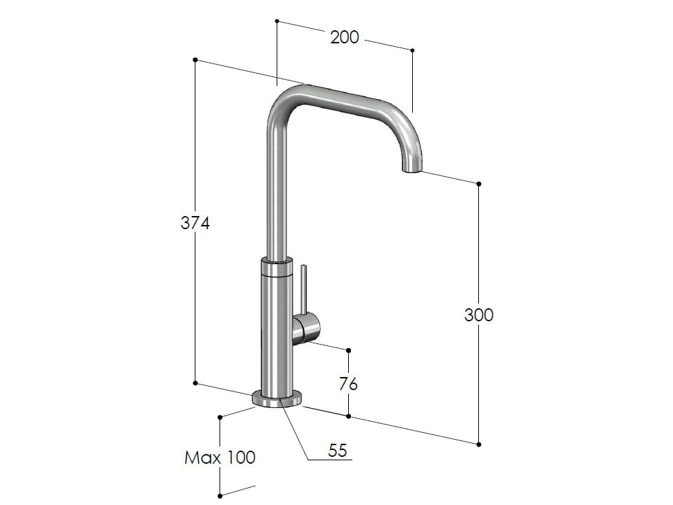 Смеситель для кухни из нержавеющей стали с поворотным изливом Fontealta Kitchen ARCH-00063462 - Вид №2