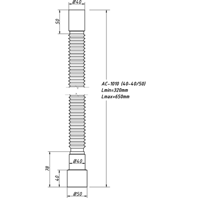 Гибкая труба 1 1/2х'40/50 L-1250 мм АС-10132 (О)  АС-10132 ОРИО 151661 - Вид №1