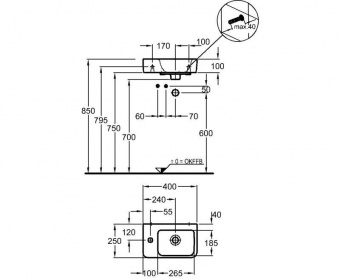 276240000 Подвесная раковина настенная прямоугольная Keramag  белая  - Вид №2