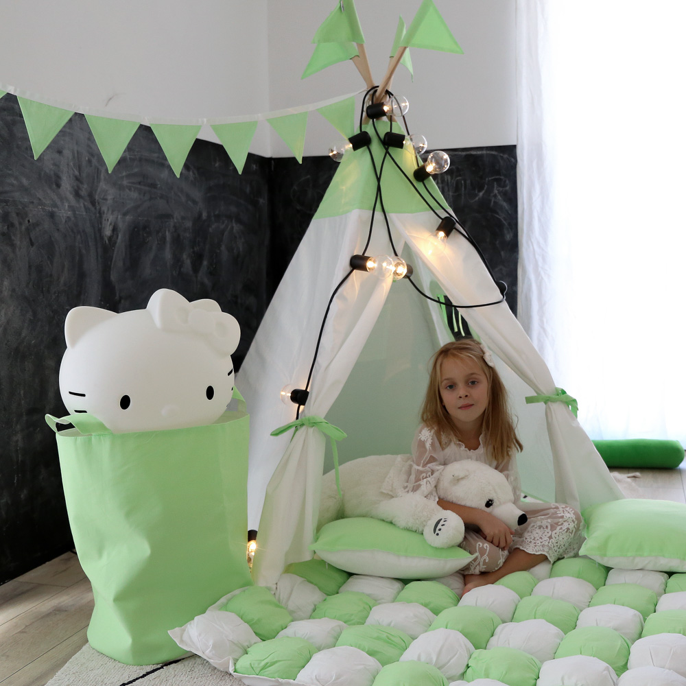 Вигвам для детей Lime 130х130 с гирляндой из флажков VAMVIGVAM LIME 281903 Зеленый Santreyd  - Вид №1