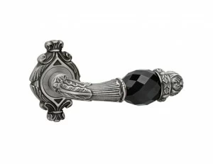 0R7141.N00.44 Набор дверных ручек на розах с черными кристаллами swarovski Мат античная латунь