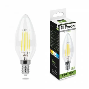 Лампа светодиодная Feron "Свеча" E14 5W 4000K LB-58 25573 FERON  00-3956774 Прозрачный