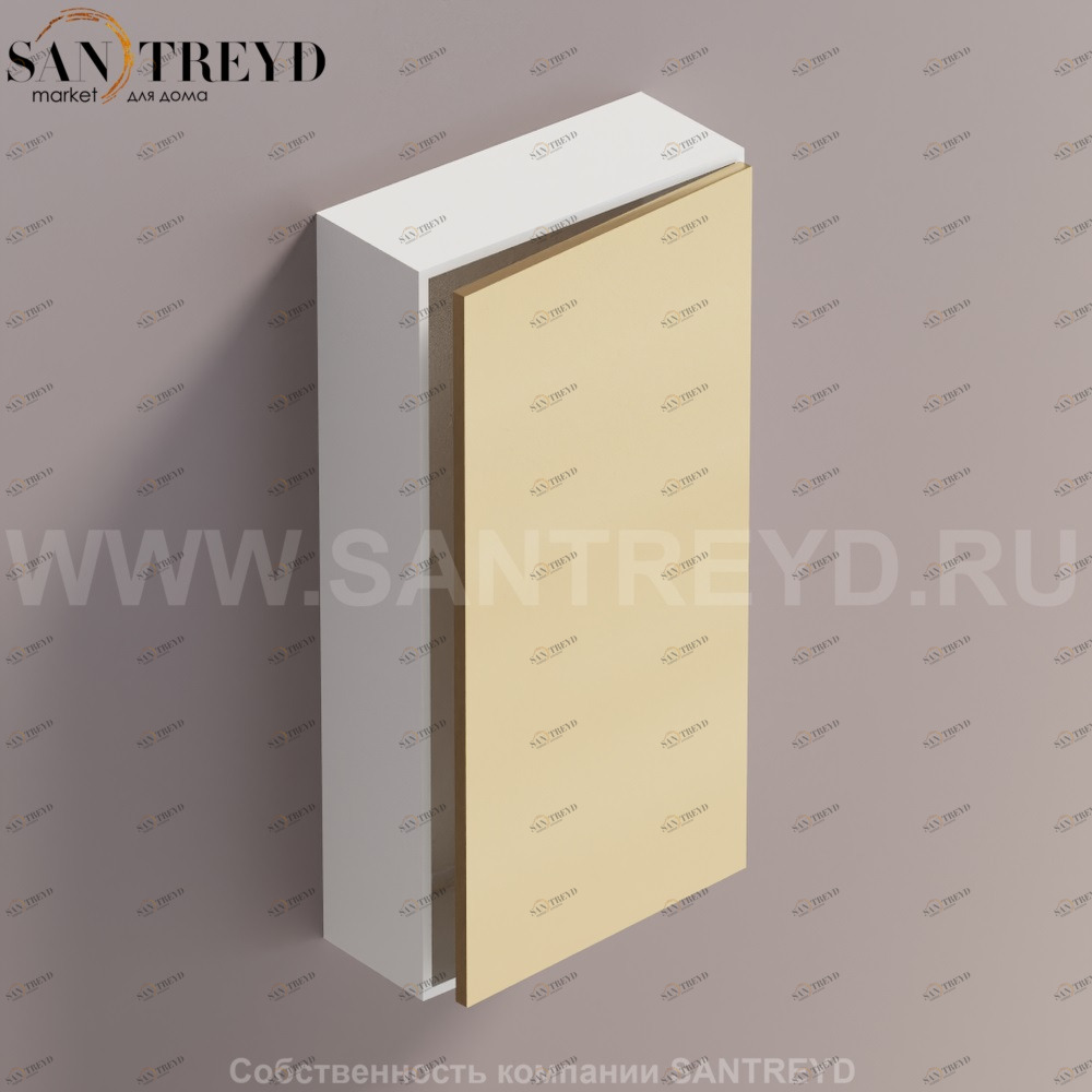 LIFT Модульный шкаф 80 см с правой дверью на доводчиках. Модули могут располагаться горизонтально и вертикально. Отделка: белая краска и бронза. AMOB052NRLZDX Agape