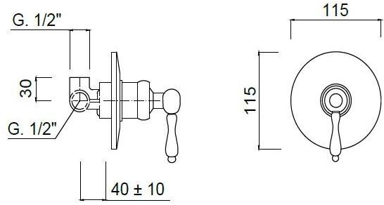 Rubinetteria Giulini Смеситель для душа на одно отверстие Hermitage - hermitage crystal F4415 - Вид №1