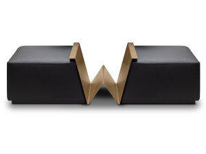 Кожаный пуфик с журнальной стойкой