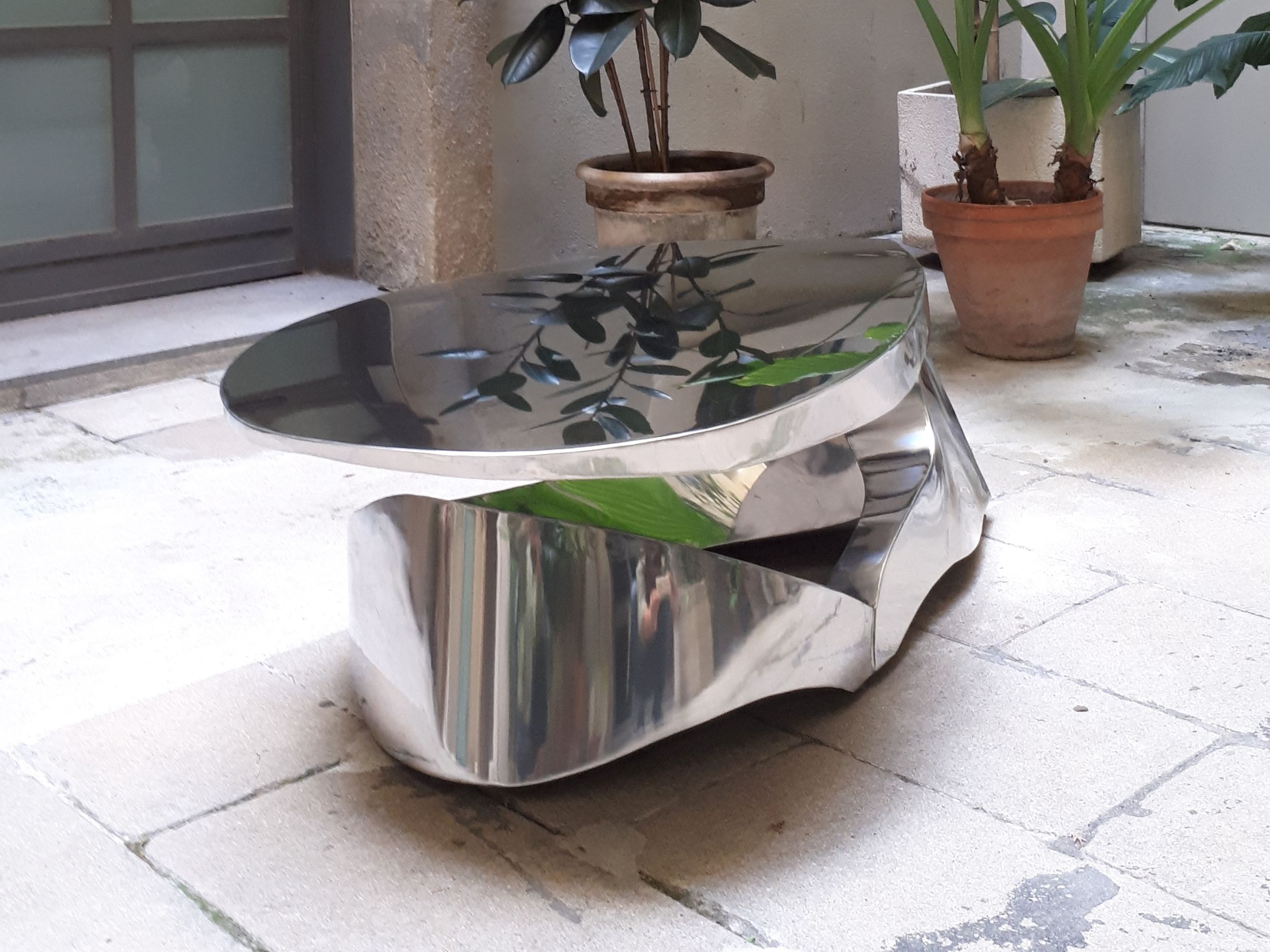 Круглый журнальный столик из нержавеющей стали ICI ET LÀ Metal furniture ARCH-00036991 - Вид №1