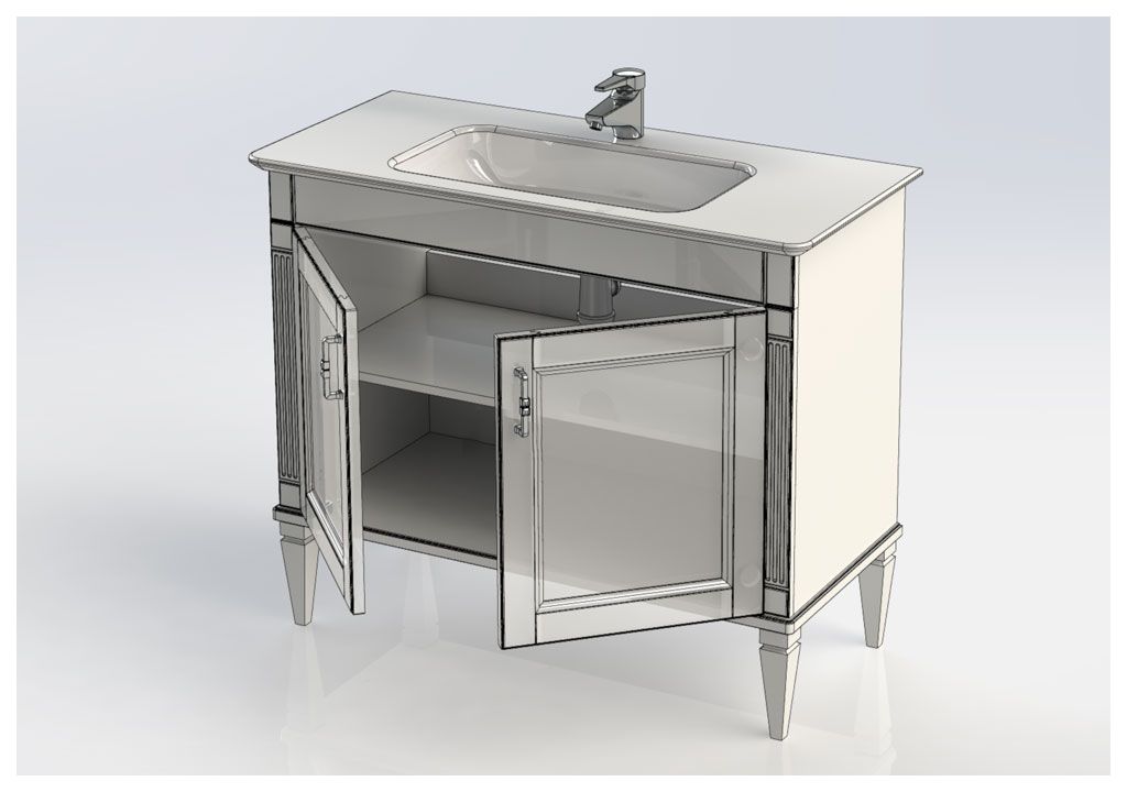 Тумба под раковину Aquanet Селена 105 белый/серебро (2 дверцы) 00201650 - Вид №4