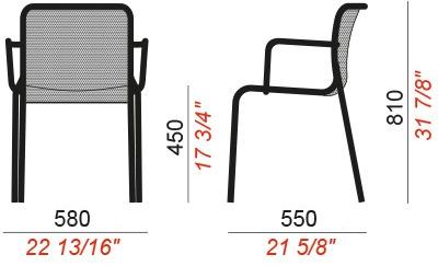 COLOS Стул из крашеного металла с подлокотниками Momo net sun-id-1460734 - Вид №2