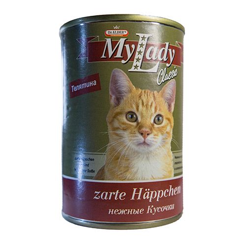 ПР0037896 Корм для кошек My Lady Classic кусочки в соусе, телятина конс. 415г Dr. ALDER`s 