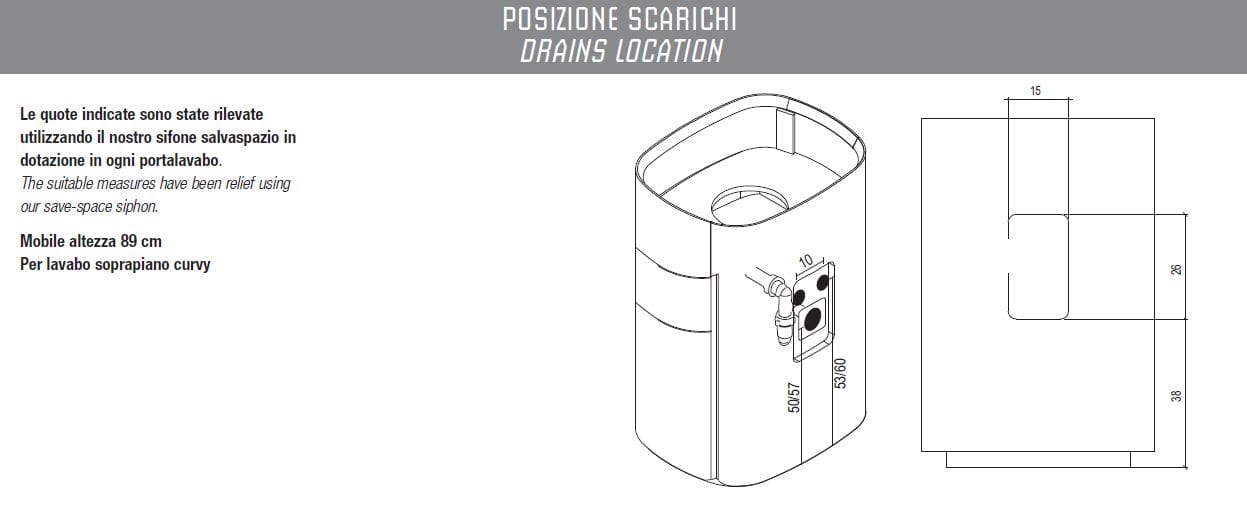 Шкаф для раковины HPL с зеркалом с держателем для полотенец Mobilcrab Curvy ARCH-00128710 - Вид №1
