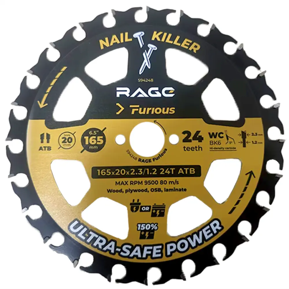 Диск пильный по дереву Rage W&N Furious 594248 24T 165x20/16x1.2 мм STLM-2111005