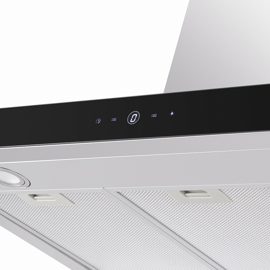 TSH 90 Inox Вытяжка tsh 90 ""нержавейка""/ • тип: настенная• цвет: нерж.сталь+черный• управление: сенсорное• ширина, мм: 900• полная потребляемая мощность, вт: 200• количество скоростей: 3• максимальная производительность, м3/ч: 800• диаметр воздуховода Santreyd  - Вид №11
