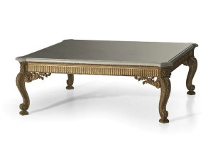 Лакированный журнальный столик с мраморной столешницей