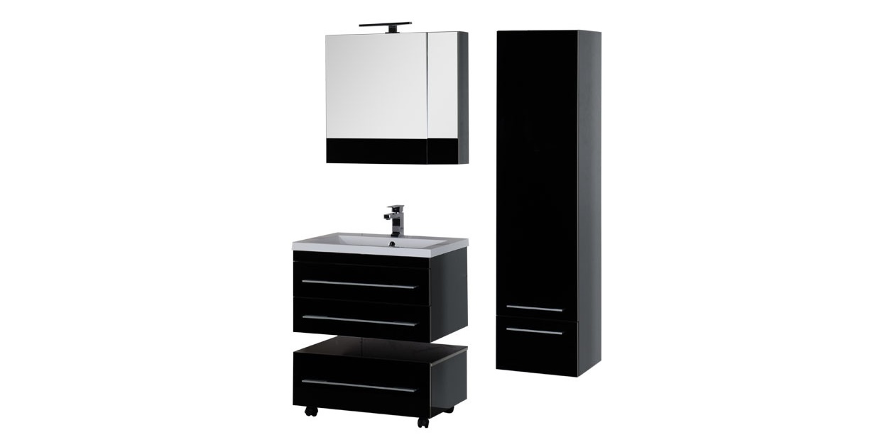 Комплект мебели Aquanet Верона 75 черный (подвесной 2 ящика) 00175472 - Вид №1