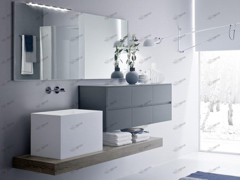 Ideagroup Лаковая тумба под умывальник с зеркалом Nyù sun-id-1506878