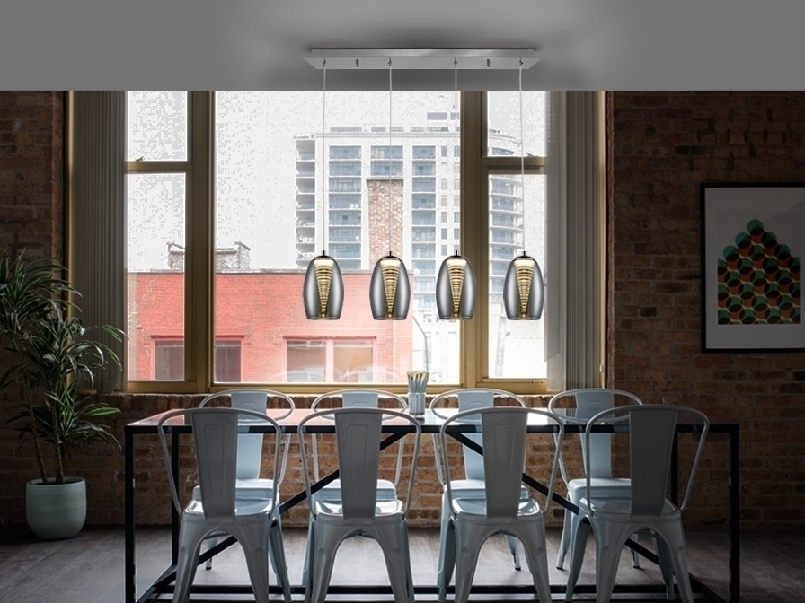 069114 Подвесной светильник 4L LED хром Schuller Nebula - Вид №1