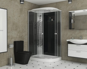 Душевая кабина NG- 4512-08L BLACK(1200х800х2150) низкий поддон(13см) стекло МОЗАИКА