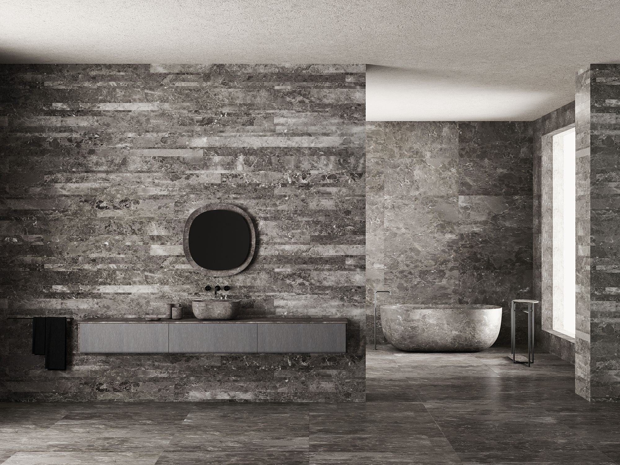 Мраморная ванна в центре комнаты Salvatori душа ARCH-00040036 - Вид №3