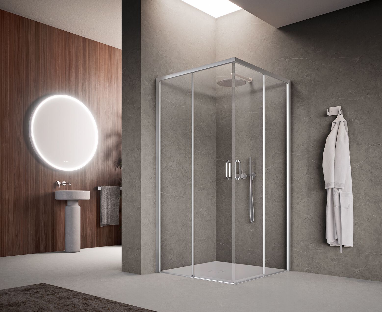 Стеклянная угловая душевая кабина с раздвижной дверью Gruppo Geromin Forty Plus ARCH-00067912 - Вид №1