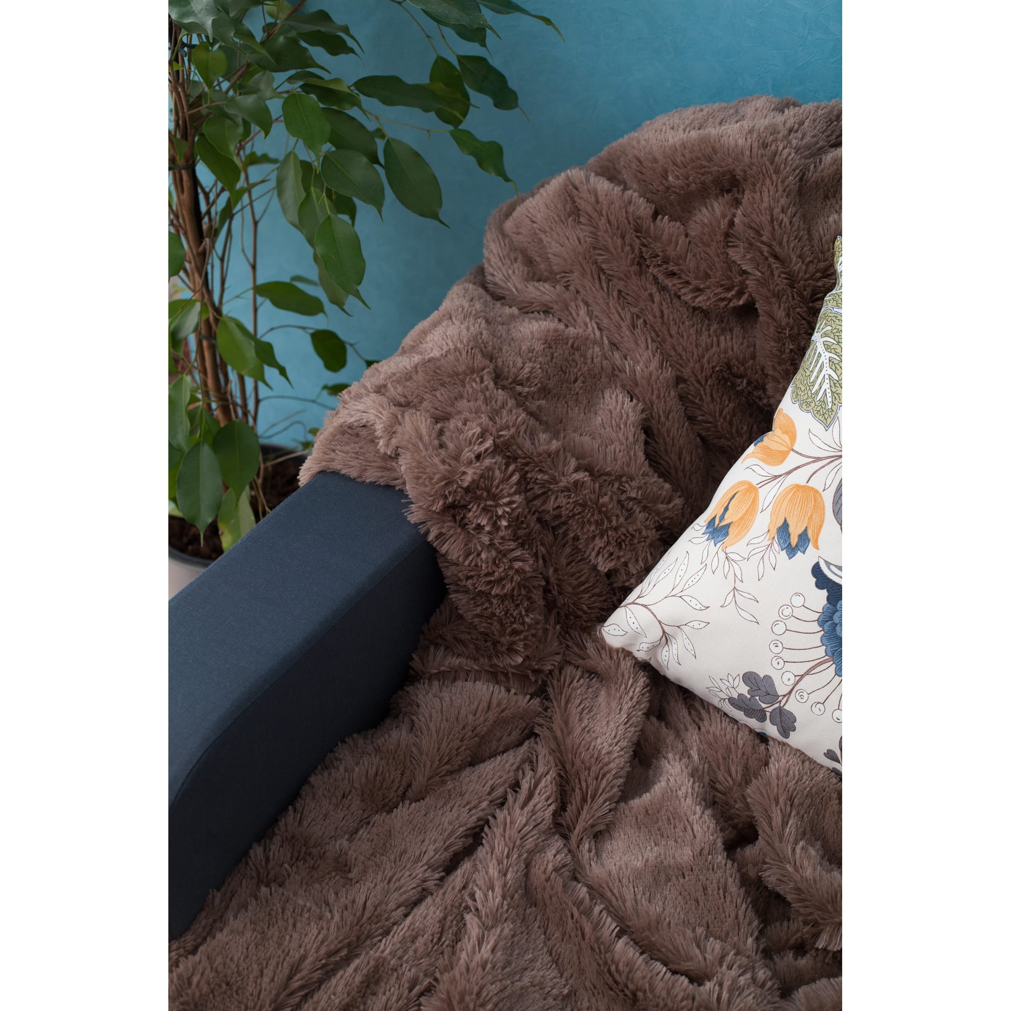 18680761 Плед декоративный 200х220 см, искусственный мех, цвет коричневый Santreyd  - Вид №7