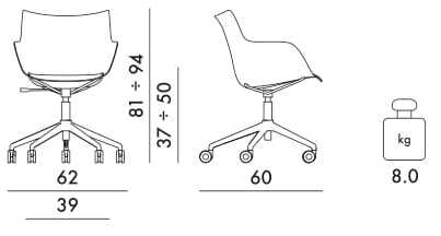 Стул с регулируемой высотой из шпона с колесами Kartell Smart Wood ARCH-00040971 - Вид №16