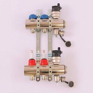 Коллектор 1'х3/4" ЕК 2 выхода EMMETI TOPWAY с расходомерами и вентилями