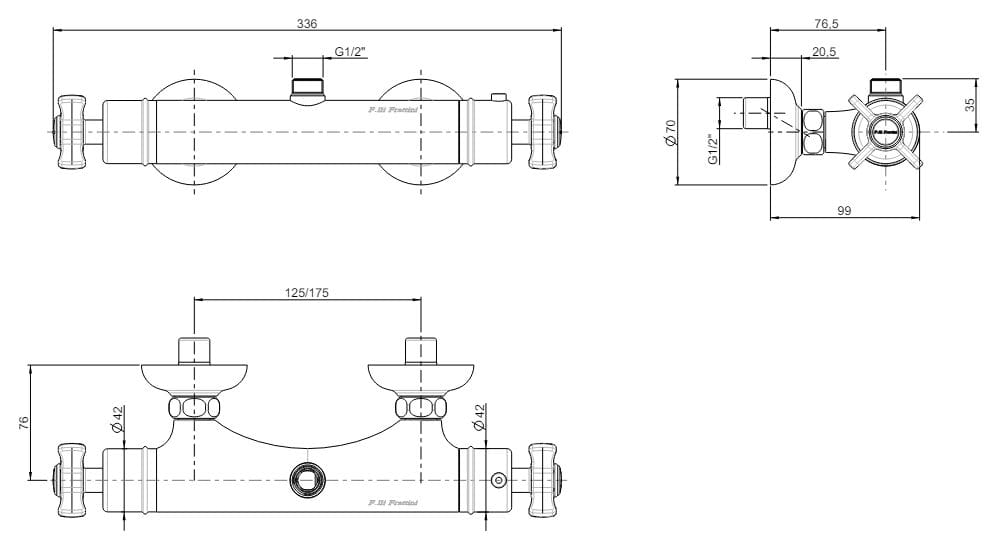 Наружный термостатический смеситель для душа Rubinetterie Frattini душевые ARCH-00059495 - Вид №4