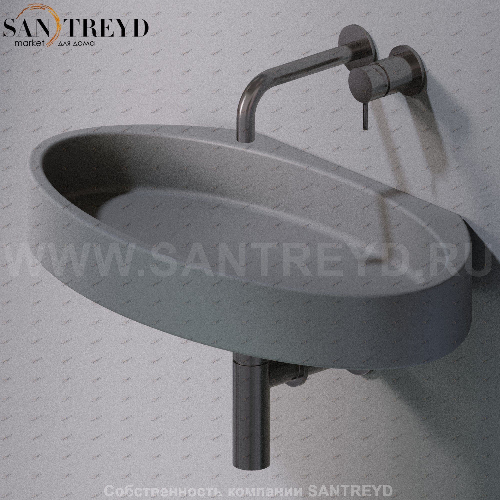 L015T1RPV4.116 Подвесная раковина настенная овальная A. e T. Italia P35 серая AeT ITALIA