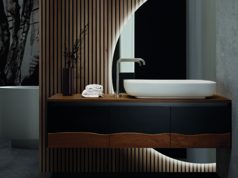 C375M3L50.101NC Тумба подвесная с 3 выдвижными ящиками A. e T. Italia TRACE Белый матовый - орех Каналетто Италия AeT ITALIA - Вид №2