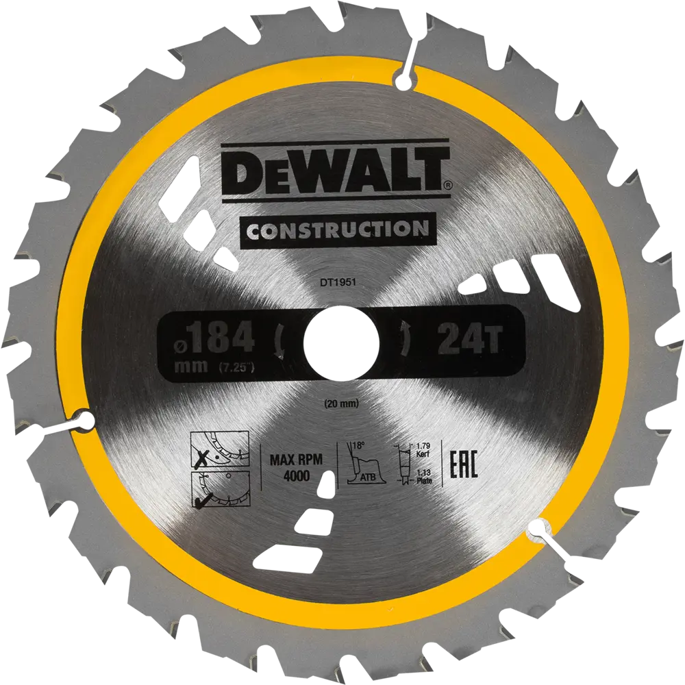 Диск пильный по дереву с гвоздями 184х20 мм DeWalt DT1951, 24 Т 82251931 STLM-2137385 