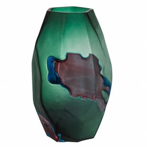 Ваза для цветов стеклянная сине-зеленая 44 см GARDA DECOR ДИЗАЙНЕРСКИЕ 352254 Зеленый